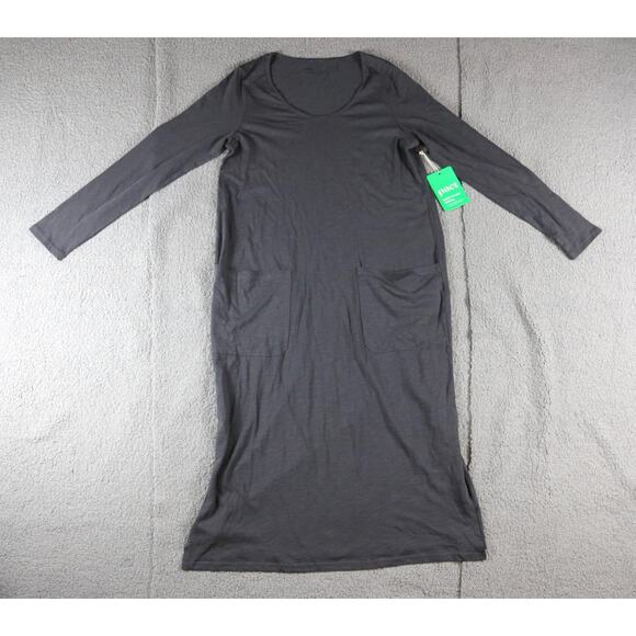 New Pact Organic XL Gray T Shirt Dress Patch Pocket Style Long Midi Sleeve - Picture 1 of 8